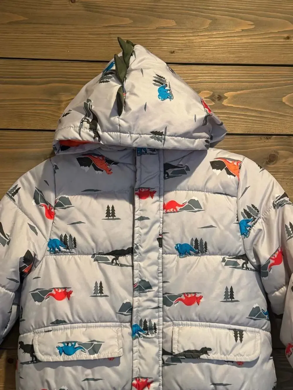 The Children's Place Dinosaur Winter Coat Hooded Puffer Jacket Large (7)